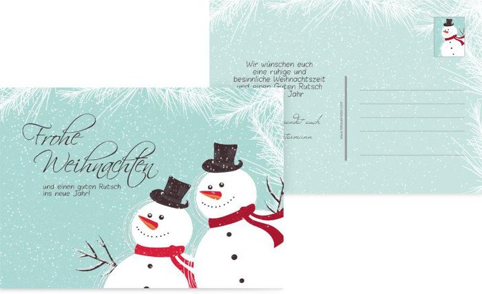 Weihnachtsgrußkarte Schneemänner