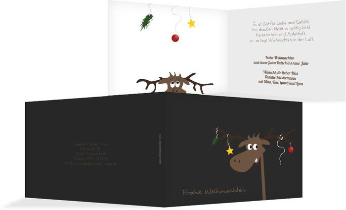 Weihnachtsgrußkarte Elch
