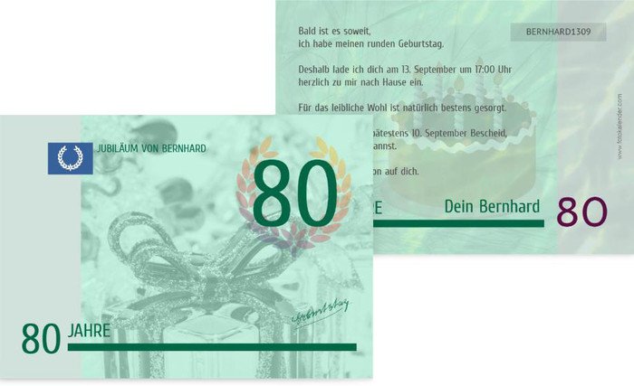 Einladungskarte zum Geburtstag Geldschein 80